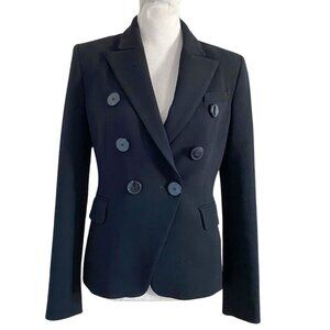 JUDITH & CHARLES BLACK DOUBLE BREASTED PEAK LAPEL CREPE BLAZER - 4